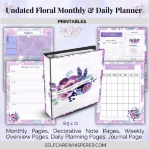 Undated Floral Monthly and Daily Planner